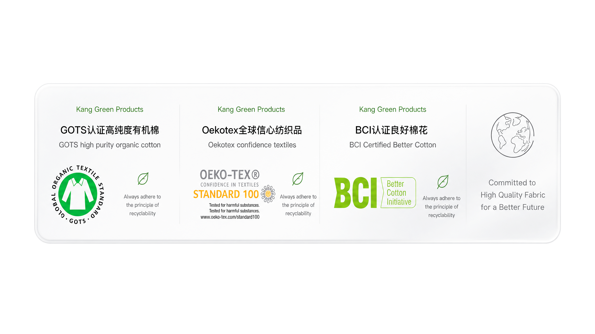 GOTS、OEKO-TEX、BCI及高品质面料承诺